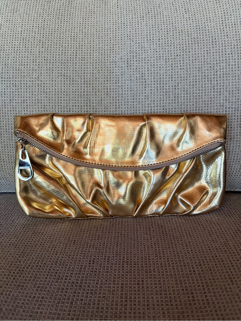 Nine West Metallic Gold Fold-Over Clutch